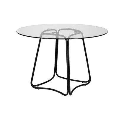 MESA CHROME REDONDA COM TAMPO DE VIDRO 
