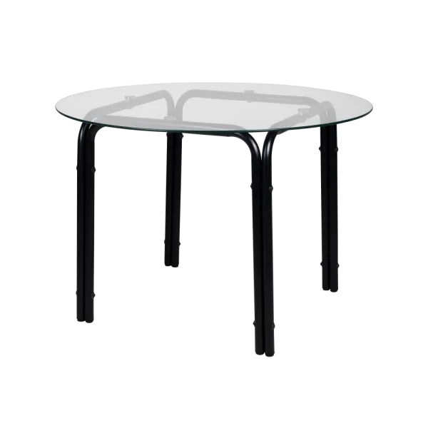 MESA SHIRO REDONDA COM TAMPO DE VIDRO