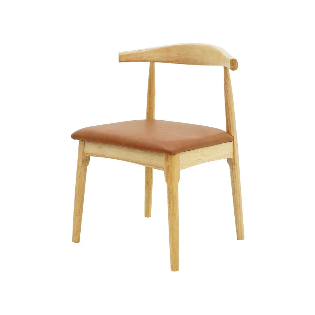Cadeira Horn Madeira com PU Marrom