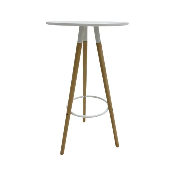 MESA BISTRO BASE MADEIRA 60CM TAMPO BRANCA
